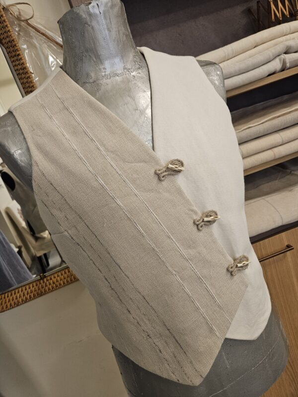 Gilet in canapa due colori inserti spiga - immagine 4