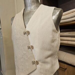 Gilet in canapa due colori inserti spiga