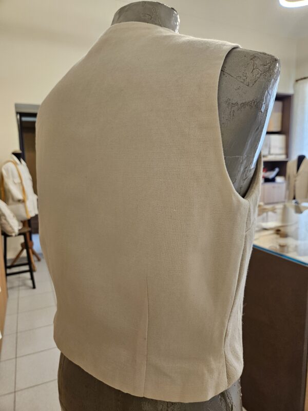 Gilet in canapa due colori inserti spiga - immagine 3