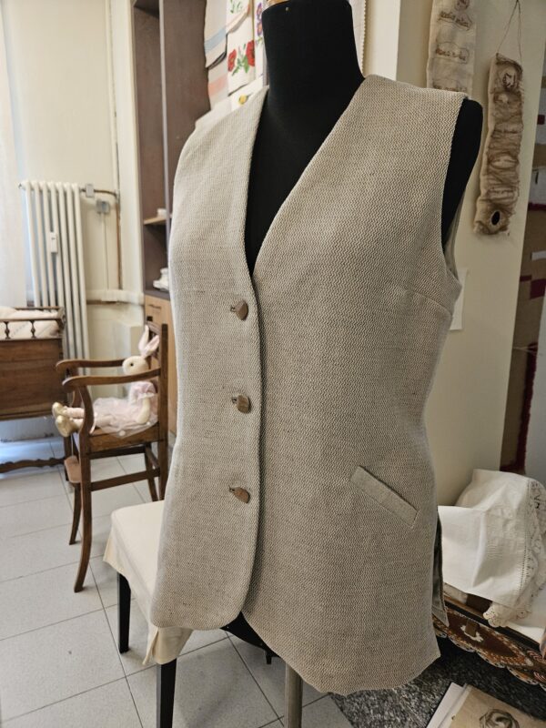 Gilet in canapa tessuto spigato - immagine 2